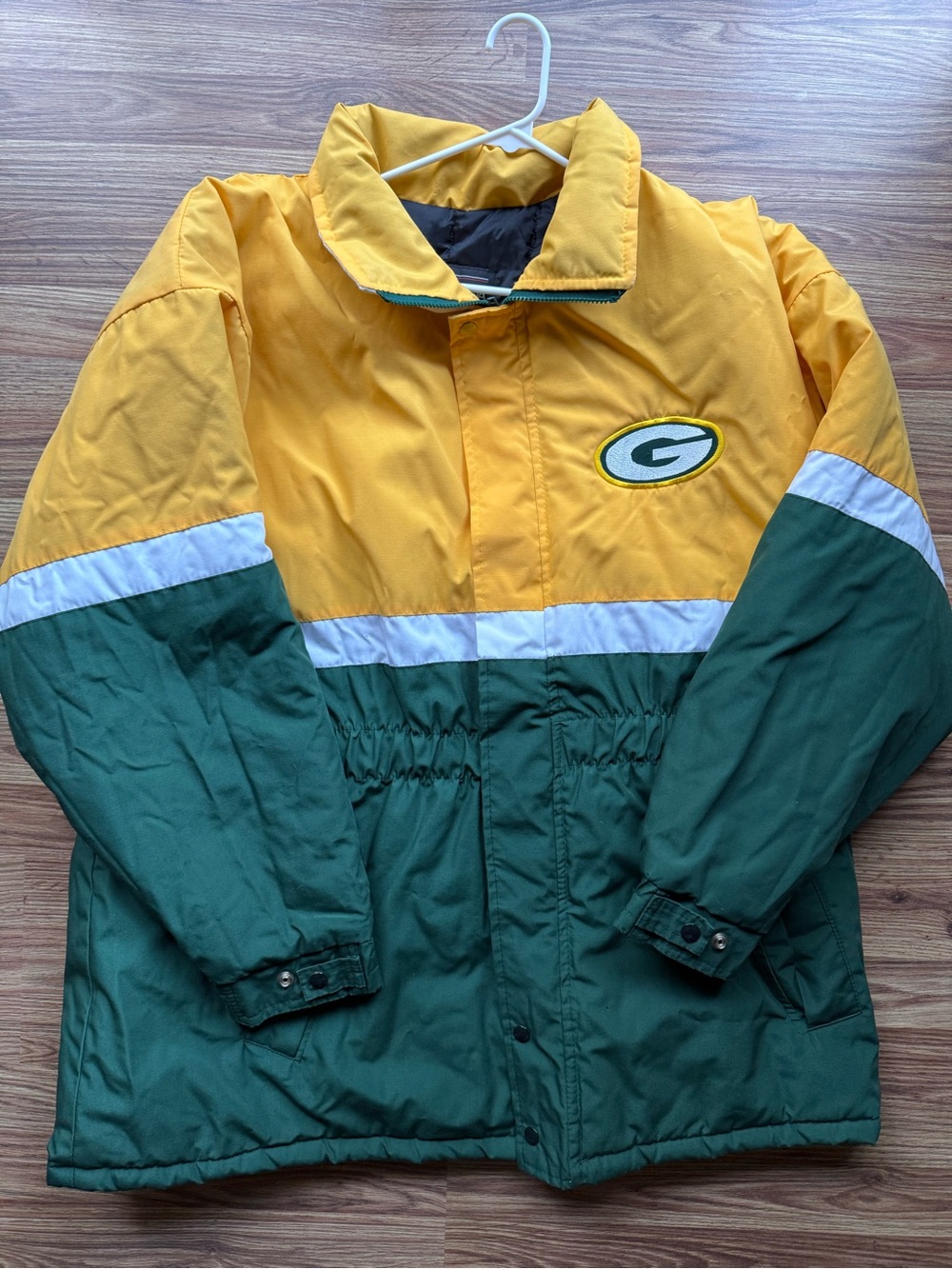 Two-Tone Yellow and Green Puffer Jacket